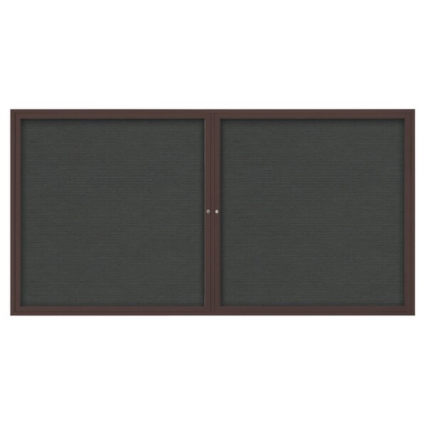 72"x36" 3-Door Enclosed Outdoor Letterboard, Grey Felt/Bronze
